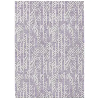 5' X 8' Lavender And Ivory Tribal Washable Indoor Outdoor Area Rug