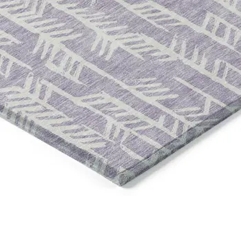 5' X 8' Lavender And Ivory Tribal Washable Indoor Outdoor Area Rug