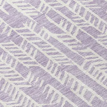 8' Lavender And Ivory Round Tribal Washable Indoor Outdoor Area Rug