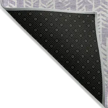 9' X 12' Lavender And Ivory Tribal Washable Indoor Outdoor Area Rug