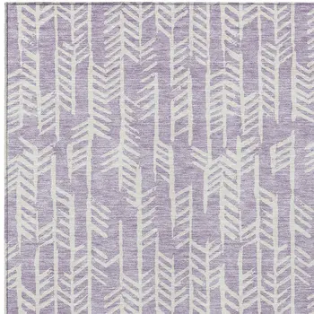 9' X 12' Lavender And Ivory Tribal Washable Indoor Outdoor Area Rug
