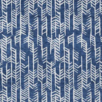 8' X 10' Navy Blue And Ivory Tribal Washable Indoor Outdoor Area Rug