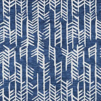 8' X 10' Navy Blue And Ivory Tribal Washable Indoor Outdoor Area Rug
