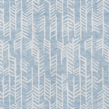 8' X 10' Sky Blue And Ivory Tribal Washable Indoor Outdoor Area Rug