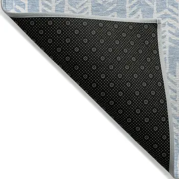 9' X 12' Sky Blue And Ivory Tribal Washable Indoor Outdoor Area Rug