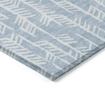 9' X 12' Sky Blue And Ivory Tribal Washable Indoor Outdoor Area Rug