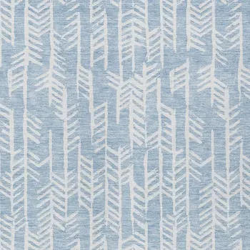 9' X 12' Sky Blue And Ivory Tribal Washable Indoor Outdoor Area Rug