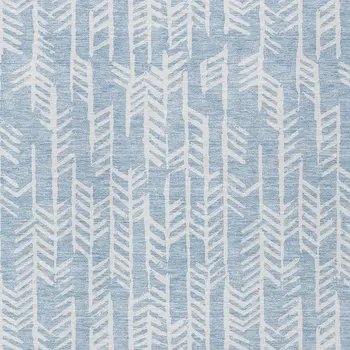 10' X 14' Sky Blue And Ivory Tribal Washable Indoor Outdoor Area Rug