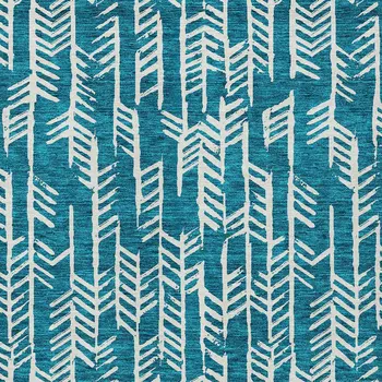 3' X 5' Teal Blue And Ivory Tribal Washable Indoor Outdoor Area Rug