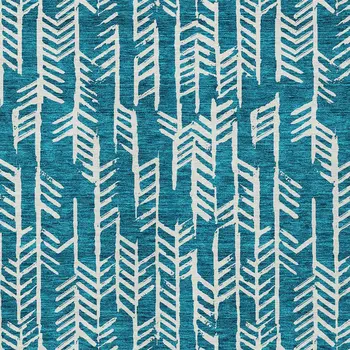 5' X 8' Teal Blue And Ivory Tribal Washable Indoor Outdoor Area Rug