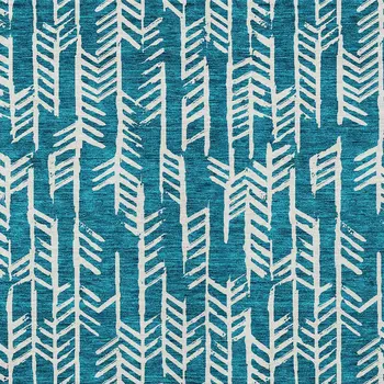 8' X 10' Teal Blue And Ivory Tribal Washable Indoor Outdoor Area Rug