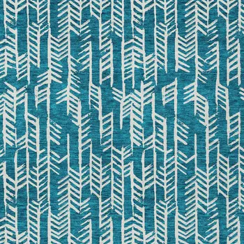 9' X 12' Teal Blue And Ivory Tribal Washable Indoor Outdoor Area Rug