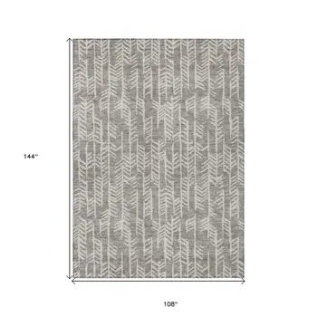 9' X 12' Taupe And Beige Tribal Washable Indoor Outdoor Area Rug