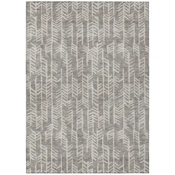 9' X 12' Taupe And Beige Tribal Washable Indoor Outdoor Area Rug