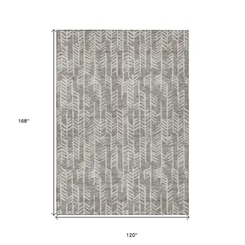 10' X 14' Taupe And Beige Tribal Washable Indoor Outdoor Area Rug