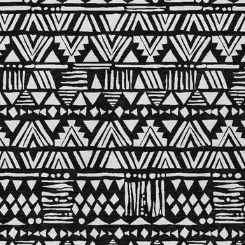 3' X 5' Black And Ivory Southwestern Washable Indoor Outdoor Area Rug