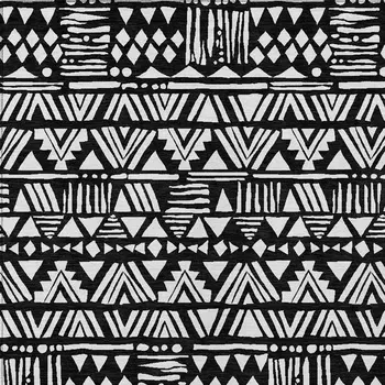 10' X 14' Black And Ivory Southwestern Washable Indoor Outdoor Area Rug
