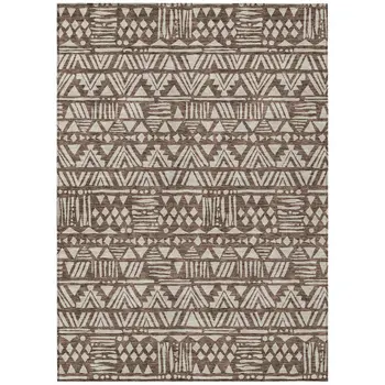 5' X 8' Brown And Beige Southwestern Washable Indoor Outdoor Area Rug