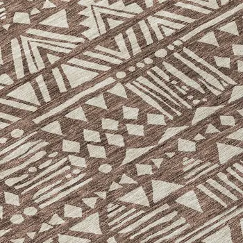 10' X 14' Brown And Beige Southwestern Washable Indoor Outdoor Area Rug