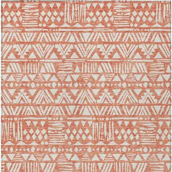 8' X 10' Coral And Ivory Southwestern Washable Indoor Outdoor Area Rug