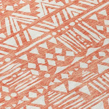8' X 10' Coral And Ivory Southwestern Washable Indoor Outdoor Area Rug