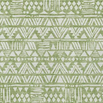 5' X 8' Green And Ivory Southwestern Washable Indoor Outdoor Area Rug