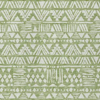 8' X 10' Green And Ivory Southwestern Washable Indoor Outdoor Area Rug