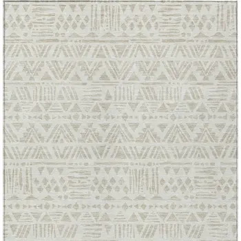 9' X 12' Ivory And Beige Southwestern Washable Indoor Outdoor Area Rug