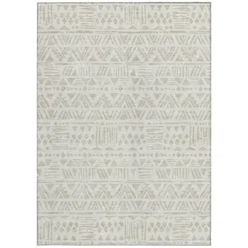 10' X 14' Ivory And Beige Southwestern Washable Indoor Outdoor Area Rug