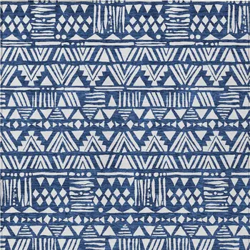 9' X 12' Navy Blue And Ivory Southwestern Washable Indoor Outdoor Area Rug