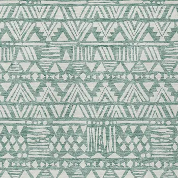 9' X 12' Sage And Ivory Southwestern Washable Indoor Outdoor Area Rug
