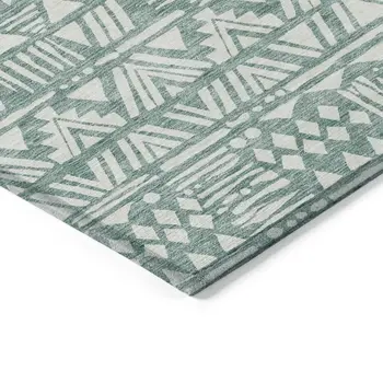 10' X 14' Sage And Ivory Southwestern Washable Indoor Outdoor Area Rug