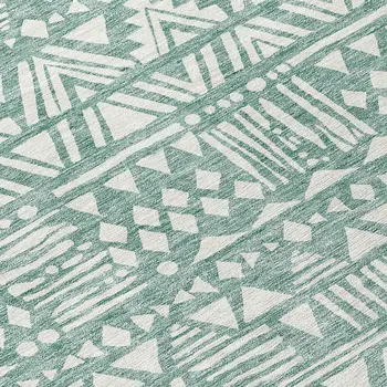 10' X 14' Sage And Ivory Southwestern Washable Indoor Outdoor Area Rug