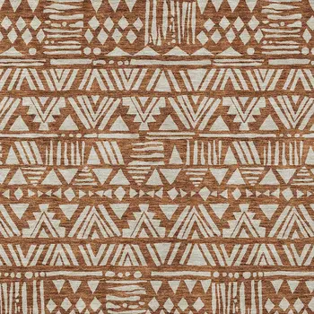 8' X 10' Terra Cotta And Beige Southwestern Washable Indoor Outdoor Area Rug