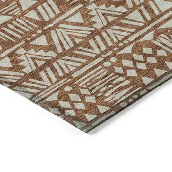 8' X 10' Terra Cotta And Beige Southwestern Washable Indoor Outdoor Area Rug