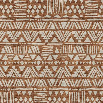 9' X 12' Terra Cotta And Beige Southwestern Washable Indoor Outdoor Area Rug