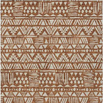 10' X 14' Terra Cotta And Beige Southwestern Washable Indoor Outdoor Area Rug