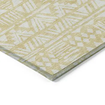 3' X 5' Wheat And Ivory Southwestern Washable Indoor Outdoor Area Rug