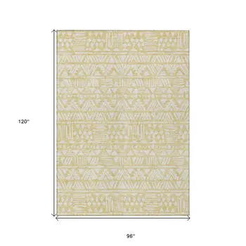 8' X 10' Wheat And Ivory Southwestern Washable Indoor Outdoor Area Rug