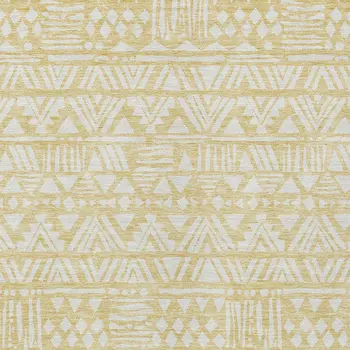 9' X 12' Wheat And Ivory Southwestern Washable Indoor Outdoor Area Rug