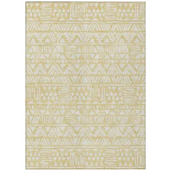 10' X 14' Wheat And Ivory Southwestern Washable Indoor Outdoor Area Rug