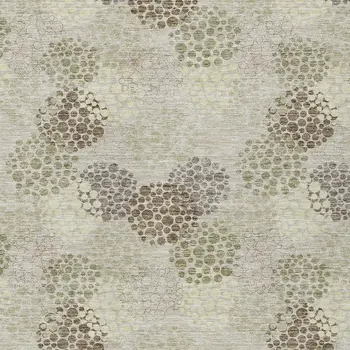5' X 8' Beige Green And Ivory Polka Dot Washable Indoor Outdoor Area Rug