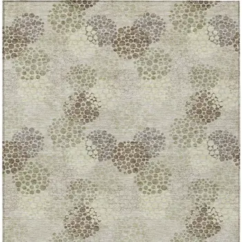 8' X 10' Beige Green And Ivory Polka Dot Washable Indoor Outdoor Area Rug