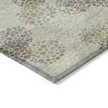 8' X 10' Beige Green And Ivory Polka Dot Washable Indoor Outdoor Area Rug