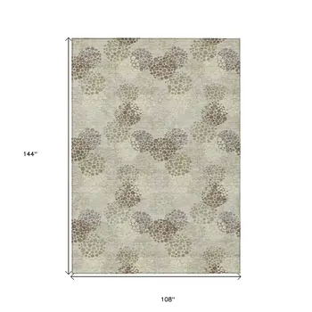 9' X 12' Beige Green And Ivory Polka Dot Washable Indoor Outdoor Area Rug