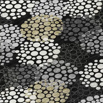3' X 5' Black Gray And Ivory Polka Dot Washable Indoor Outdoor Area Rug