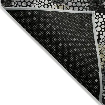 8' X 10' Black Gray And Ivory Polka Dot Washable Indoor Outdoor Area Rug