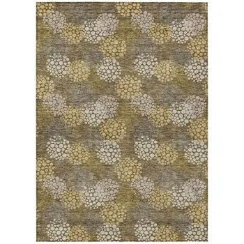3' X 5' Brown Beige And Ivory Polka Dot Washable Indoor Outdoor Area Rug