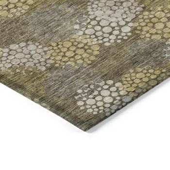 3' X 5' Brown Beige And Ivory Polka Dot Washable Indoor Outdoor Area Rug
