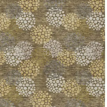 3' X 5' Brown Beige And Ivory Polka Dot Washable Indoor Outdoor Area Rug